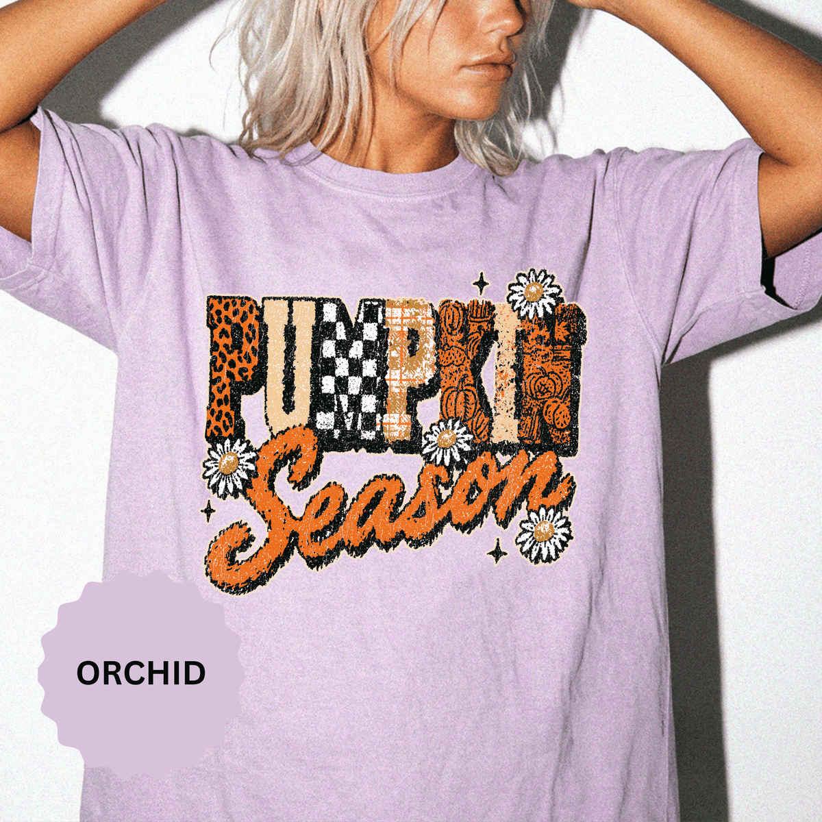 Pumpkin Season Shirt, Retro Leopard Checker Fall Graphic Tee, Cute Autumn Gift for Women, Cozy Thanksgiving October Outfit for Her