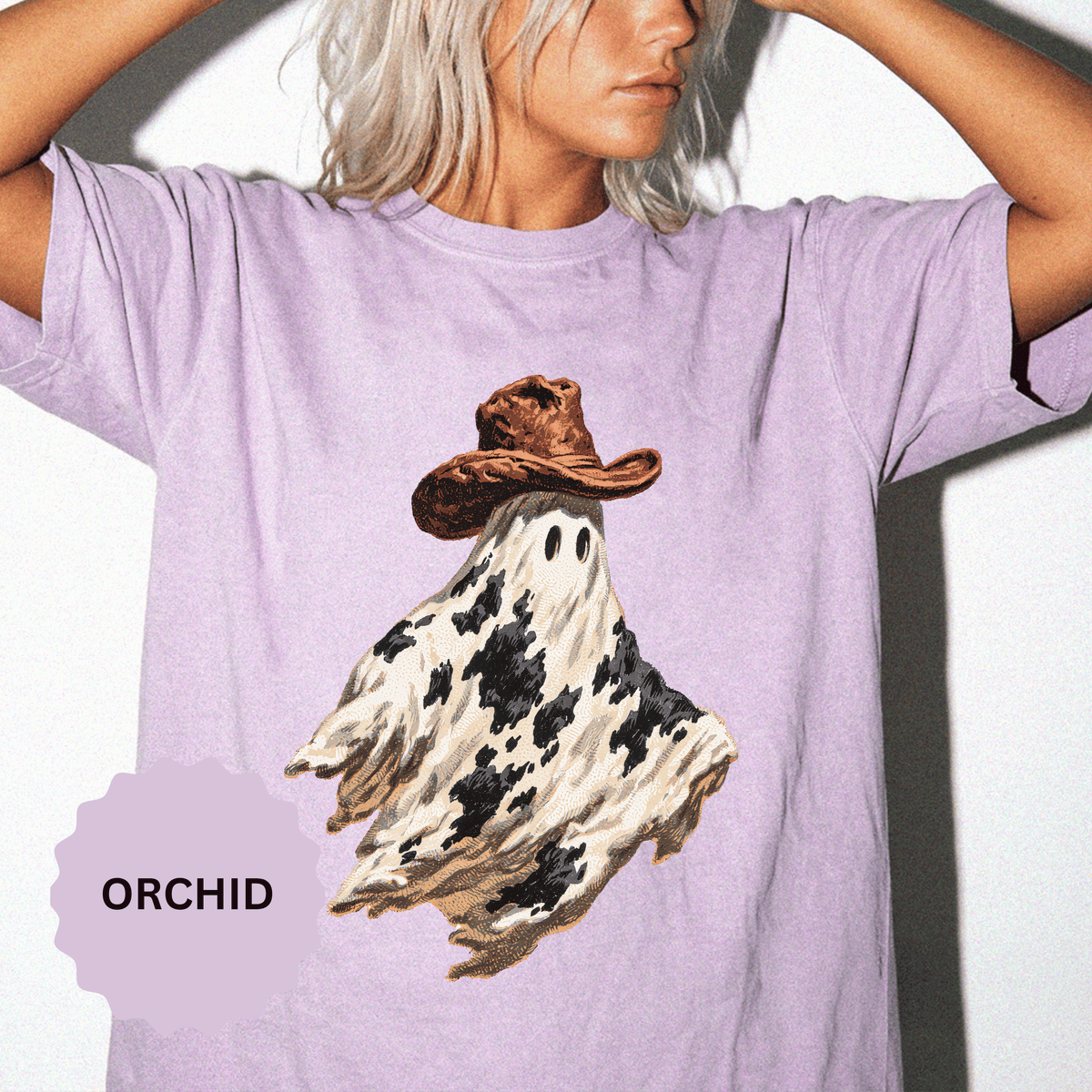 Western Ghost Halloween Shirt, Cowboy Hat Spooky Graphic Tee, Cute Vintage Fall Gift for Cowgirl, Country October Outfit for Women