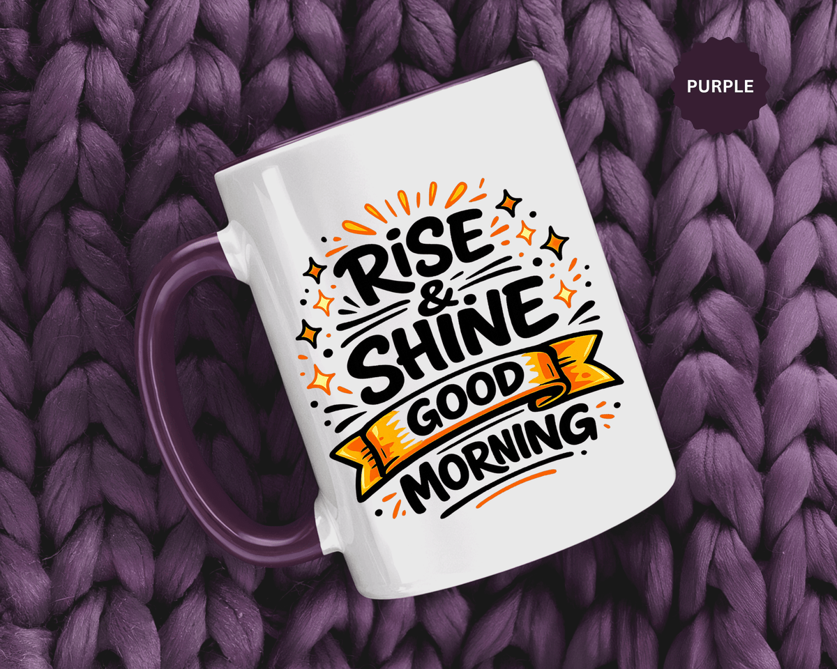 Rise and Shine Coffee Mug, Good Morning Motivational Cup, Cheerful Coworker Gift, Positive Office Desk Decor for Teacher or Coffee Lover