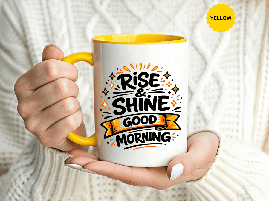 Rise and Shine Coffee Mug, Good Morning Motivational Cup, Cheerful Coworker Gift, Positive Office Desk Decor for Teacher or Coffee Lover