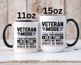 Funny Veteran Husband Mug, Veteran Mode Wife Updates Orders Coffee Cup, Military Spouse Gift for Retired Soldier, Anniversary or Birthday