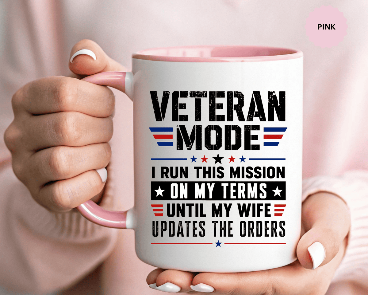 Funny Veteran Husband Mug, Veteran Mode Wife Updates Orders Coffee Cup, Military Spouse Gift for Retired Soldier, Anniversary or Birthday