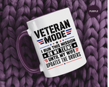 Funny Veteran Husband Mug, Veteran Mode Wife Updates Orders Coffee Cup, Military Spouse Gift for Retired Soldier, Anniversary or Birthday