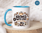 Brewed With Love Coffee Mug, Served Daily Romantic Cup, Cute Coffee Lover Gift for Wife, Husband, Girlfriend, Boyfriend or Anniversary