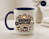 Brewed With Love Coffee Mug, Served Daily Romantic Cup, Cute Coffee Lover Gift for Wife, Husband, Girlfriend, Boyfriend or Anniversary