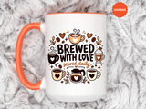 Brewed With Love Coffee Mug, Served Daily Romantic Cup, Cute Coffee Lover Gift for Wife, Husband, Girlfriend, Boyfriend or Anniversary