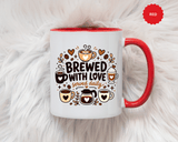 Brewed With Love Coffee Mug, Served Daily Romantic Cup, Cute Coffee Lover Gift for Wife, Husband, Girlfriend, Boyfriend or Anniversary