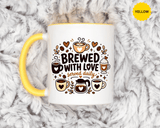 Brewed With Love Coffee Mug, Served Daily Romantic Cup, Cute Coffee Lover Gift for Wife, Husband, Girlfriend, Boyfriend or Anniversary