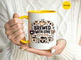 Brewed With Love Coffee Mug, Served Daily Romantic Cup, Cute Coffee Lover Gift for Wife, Husband, Girlfriend, Boyfriend or Anniversary