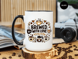 Brewed With Love Coffee Mug, Served Daily Romantic Cup, Cute Coffee Lover Gift for Wife, Husband, Girlfriend, Boyfriend or Anniversary
