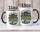 Army Strong Grandpa Mug, Grandpa Proud Military Coffee Cup, Veteran Grandfather Gift, Service Legacy Present for Birthday or Father's Day