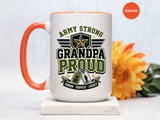 Army Strong Grandpa Mug, Grandpa Proud Military Coffee Cup, Veteran Grandfather Gift, Service Legacy Present for Birthday or Father's Day
