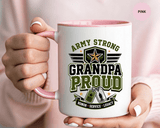 Army Strong Grandpa Mug, Grandpa Proud Military Coffee Cup, Veteran Grandfather Gift, Service Legacy Present for Birthday or Father's Day