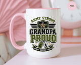 Army Strong Grandpa Mug, Grandpa Proud Military Coffee Cup, Veteran Grandfather Gift, Service Legacy Present for Birthday or Father's Day