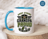 Army Strong Grandpa Mug, Grandpa Proud Military Coffee Cup, Veteran Grandfather Gift, Service Legacy Present for Birthday or Father's Day
