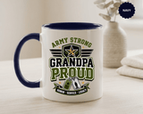Army Strong Grandpa Mug, Grandpa Proud Military Coffee Cup, Veteran Grandfather Gift, Service Legacy Present for Birthday or Father's Day