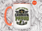 Army Strong Grandpa Mug, Grandpa Proud Military Coffee Cup, Veteran Grandfather Gift, Service Legacy Present for Birthday or Father's Day