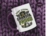 Army Strong Grandpa Mug, Grandpa Proud Military Coffee Cup, Veteran Grandfather Gift, Service Legacy Present for Birthday or Father's Day
