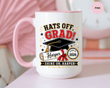 Personalized Graduation Mug, Hats Off Grad Class of 2026 Coffee Cup, Custom Name Gift for Daughter, Son, High School or College Senior