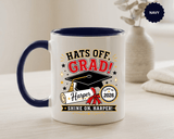 Personalized Graduation Mug, Hats Off Grad Class of 2026 Coffee Cup, Custom Name Gift for Daughter, Son, High School or College Senior