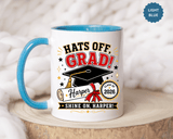 Personalized Graduation Mug, Hats Off Grad Class of 2026 Coffee Cup, Custom Name Gift for Daughter, Son, High School or College Senior