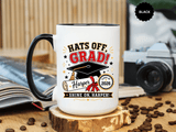 Personalized Graduation Mug, Hats Off Grad Class of 2026 Coffee Cup, Custom Name Gift for Daughter, Son, High School or College Senior