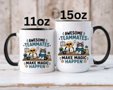 Awesome Teammates Coffee Mug, Coworker Appreciation Gift, Funny Dog and Cat Office Cup, Team Thank You Present for Colleague or Boss