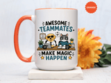 Awesome Teammates Coffee Mug, Coworker Appreciation Gift, Funny Dog and Cat Office Cup, Team Thank You Present for Colleague or Boss