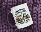 Awesome Teammates Coffee Mug, Coworker Appreciation Gift, Funny Dog and Cat Office Cup, Team Thank You Present for Colleague or Boss
