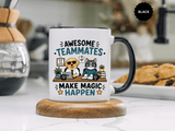 Awesome Teammates Coffee Mug, Coworker Appreciation Gift, Funny Dog and Cat Office Cup, Team Thank You Present for Colleague or Boss