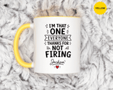 Personalized Funny Boss Mug, Thanks for Not Firing Us Coffee Cup, Custom Manager Name Gift, Coworker Office Humor, Boss Day Present