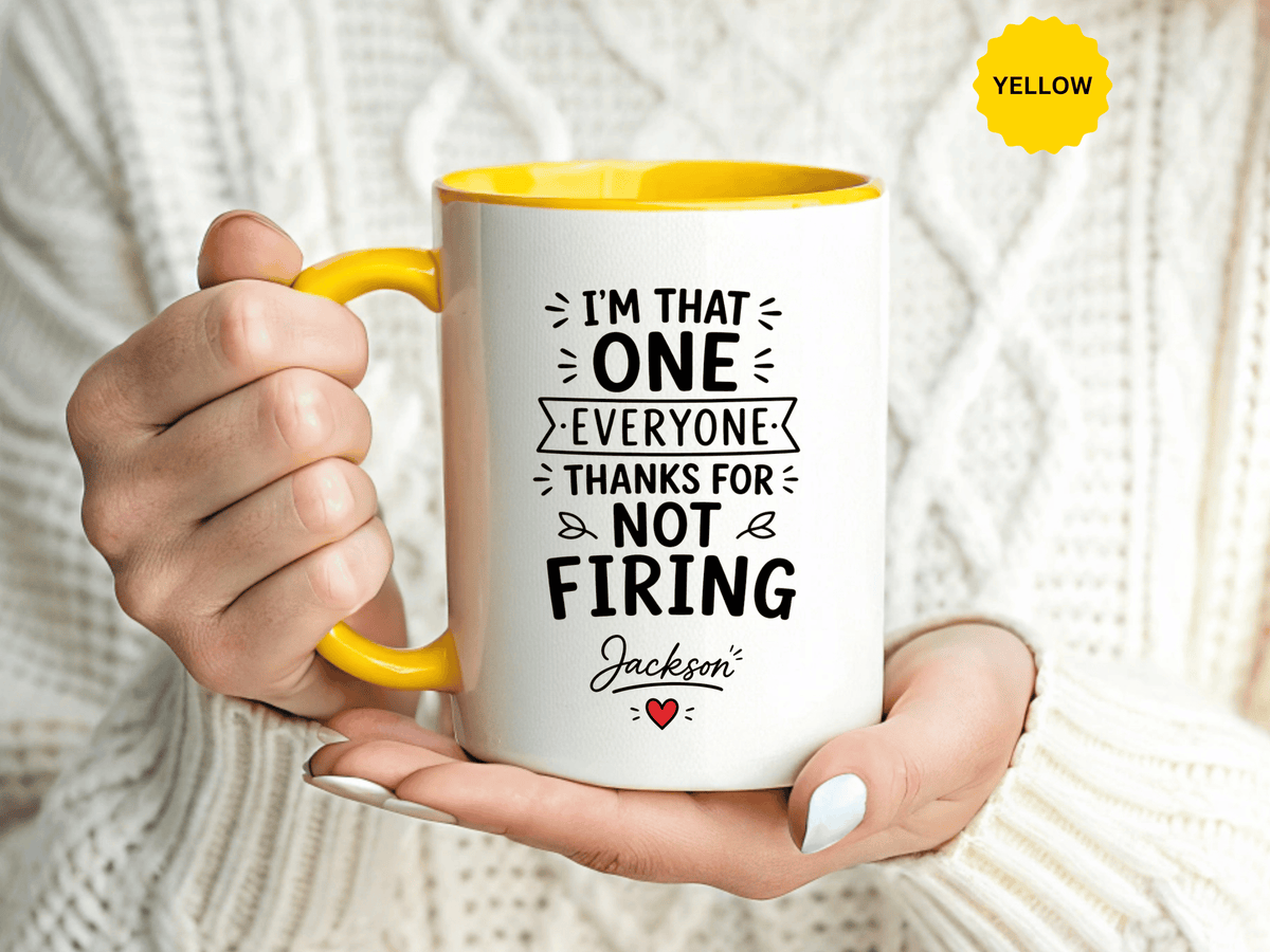 Personalized Funny Boss Mug, Thanks for Not Firing Us Coffee Cup, Custom Manager Name Gift, Coworker Office Humor, Boss Day Present