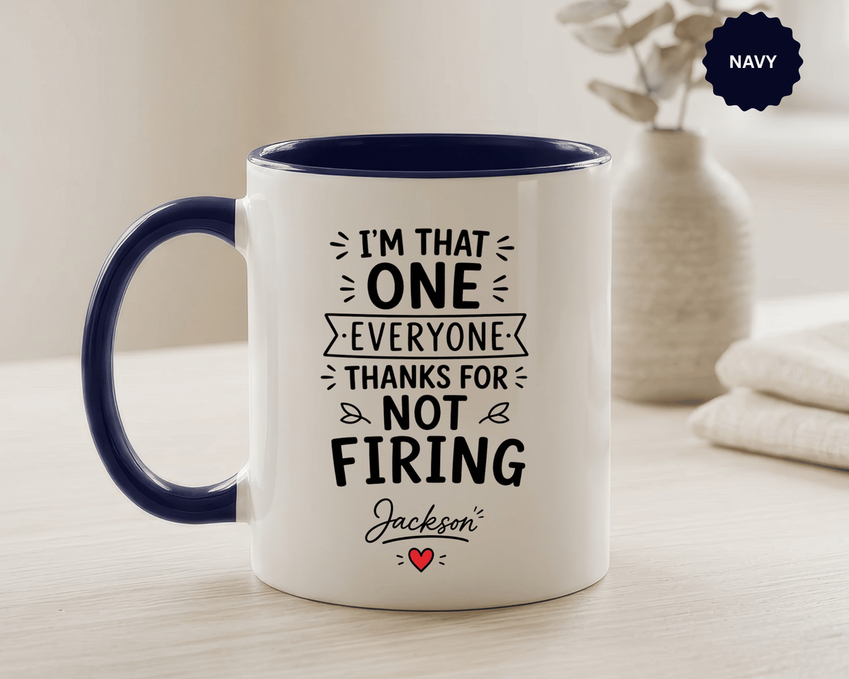 Personalized Funny Boss Mug, Thanks for Not Firing Us Coffee Cup, Custom Manager Name Gift, Coworker Office Humor, Boss Day Present