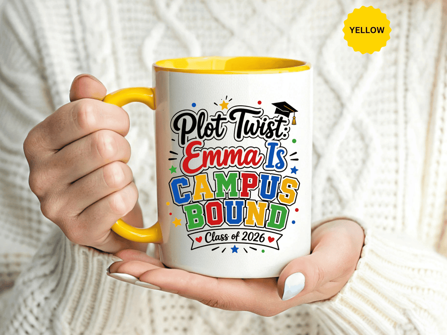 Personalized College Bound Mug, Plot Twist Campus Bound Graduation Cup, Custom Class of 2026 Gift for Her, High School Senior Present