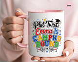 Personalized College Bound Mug, Plot Twist Campus Bound Graduation Cup, Custom Class of 2026 Gift for Her, High School Senior Present