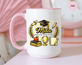 Personalized Graduation Mug for Her, Brave Mind Bright Future Coffee Cup, Custom Name Gift for Daughter, College or High School Graduate