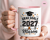 Personalized Graduation Mug, Grad Goals 2027 Coffee Cup, Custom Name Gift for Him, High School or College Senior, Proud Family Present