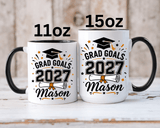 Personalized Graduation Mug, Grad Goals 2027 Coffee Cup, Custom Name Gift for Him, High School or College Senior, Proud Family Present