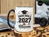Personalized Graduation Mug, Grad Goals 2027 Coffee Cup, Custom Name Gift for Him, High School or College Senior, Proud Family Present