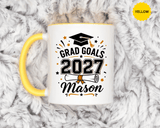 Personalized Graduation Mug, Grad Goals 2027 Coffee Cup, Custom Name Gift for Him, High School or College Senior, Proud Family Present