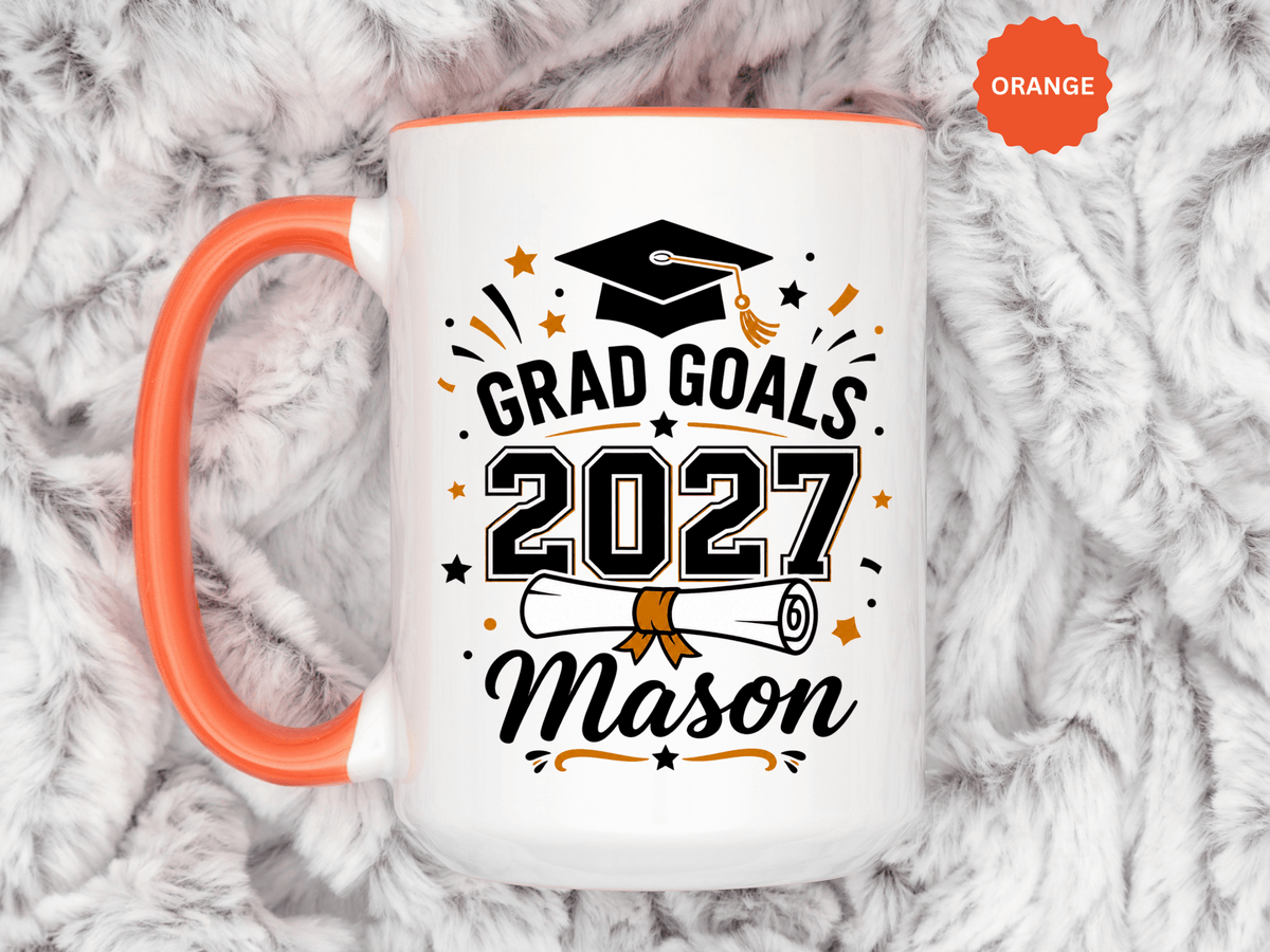 Personalized Graduation Mug, Grad Goals 2027 Coffee Cup, Custom Name Gift for Him, High School or College Senior, Proud Family Present