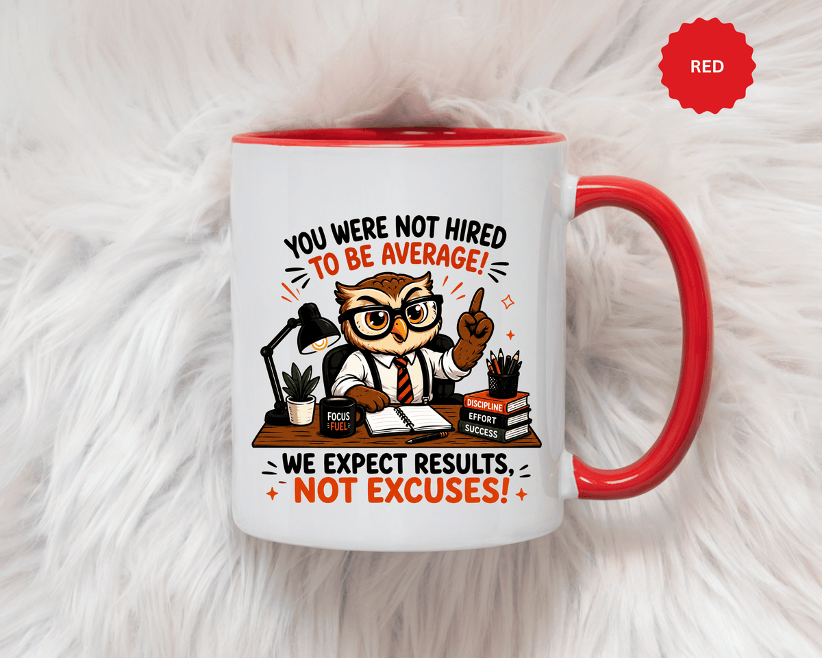 Funny Motivational Office Mug, Results Not Excuses Coffee Cup, Tough Love Gift for Employee, Coworker, Boss or Entrepreneur, Workplace Humor