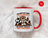 Funny Motivational Office Mug, Results Not Excuses Coffee Cup, Tough Love Gift for Employee, Coworker, Boss or Entrepreneur, Workplace Humor