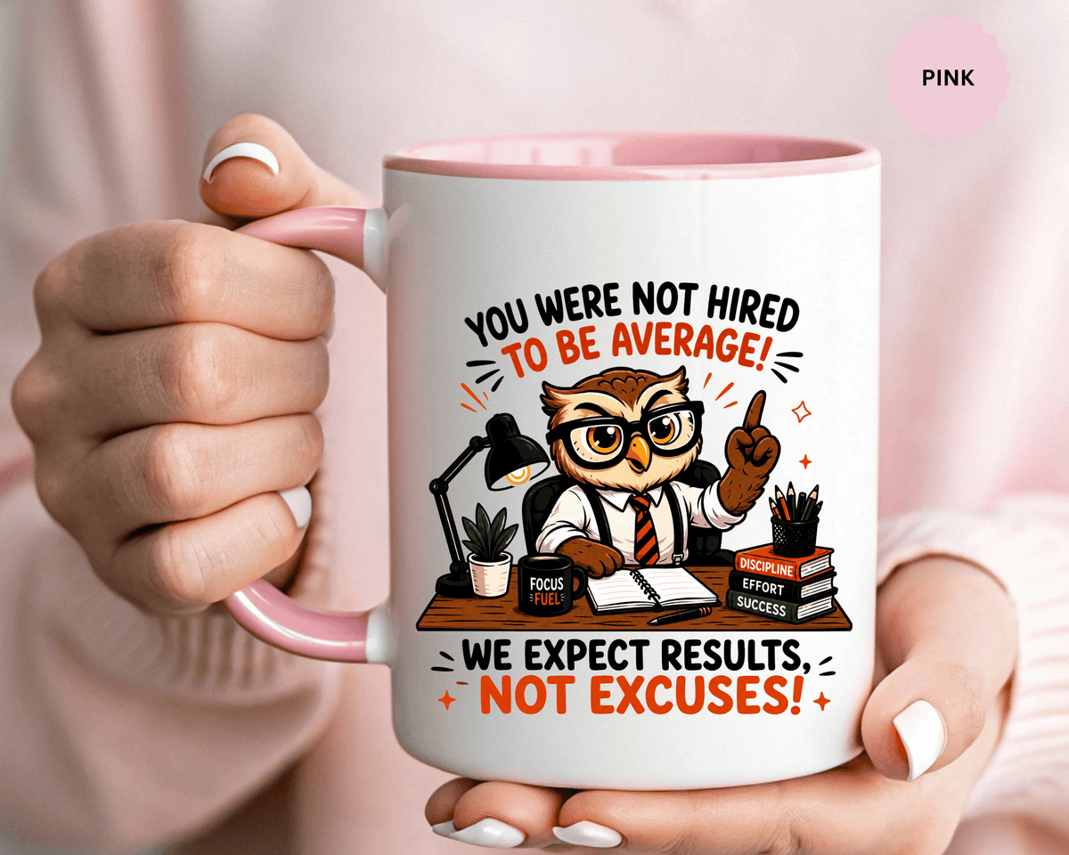 Funny Motivational Office Mug, Results Not Excuses Coffee Cup, Tough Love Gift for Employee, Coworker, Boss or Entrepreneur, Workplace Humor
