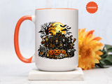 Halloween Witch Coffee Mug, Spooky Reaper and Pumpkin Cup, Gothic Horror Gift for Halloween Lover, Haunted House October Drinkware