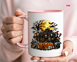 Halloween Witch Coffee Mug, Spooky Reaper and Pumpkin Cup, Gothic Horror Gift for Halloween Lover, Haunted House October Drinkware