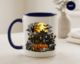 Halloween Witch Coffee Mug, Spooky Reaper and Pumpkin Cup, Gothic Horror Gift for Halloween Lover, Haunted House October Drinkware
