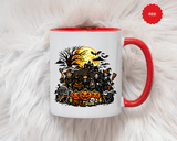 Halloween Witch Coffee Mug, Spooky Reaper and Pumpkin Cup, Gothic Horror Gift for Halloween Lover, Haunted House October Drinkware