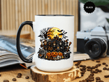 Halloween Witch Coffee Mug, Spooky Reaper and Pumpkin Cup, Gothic Horror Gift for Halloween Lover, Haunted House October Drinkware