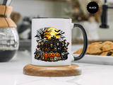 Halloween Witch Coffee Mug, Spooky Reaper and Pumpkin Cup, Gothic Horror Gift for Halloween Lover, Haunted House October Drinkware